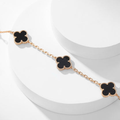 [OAK JURI]CLOVER 10 MOTIFS ONYX NECKLACE