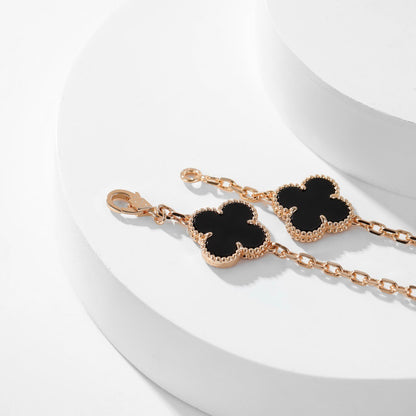[OAK JURI]CLOVER 10 MOTIFS ONYX NECKLACE
