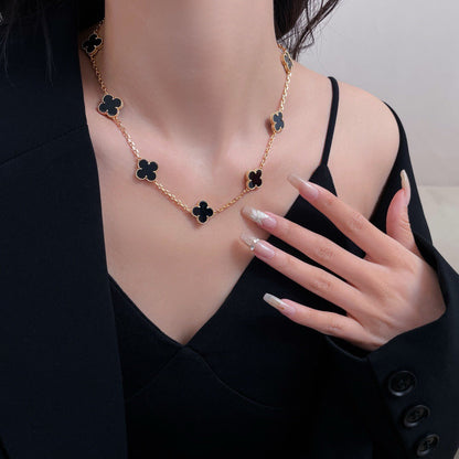 [OAK JURI]CLOVER 10 MOTIFS ONYX NECKLACE