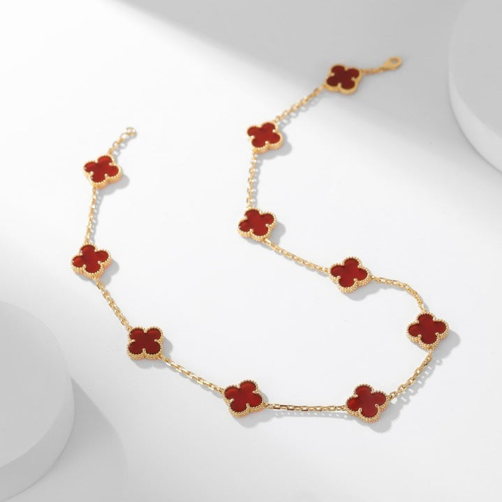[OAK JURI]CLOVER 10 MOTIFS CARNELIAN NECKLACE