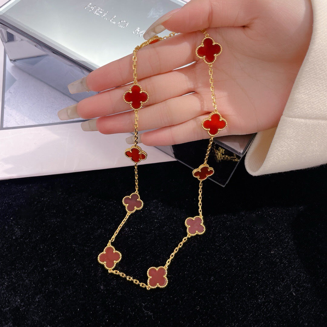 [OAK JURI]CLOVER 10 MOTIFS CARNELIAN NECKLACE