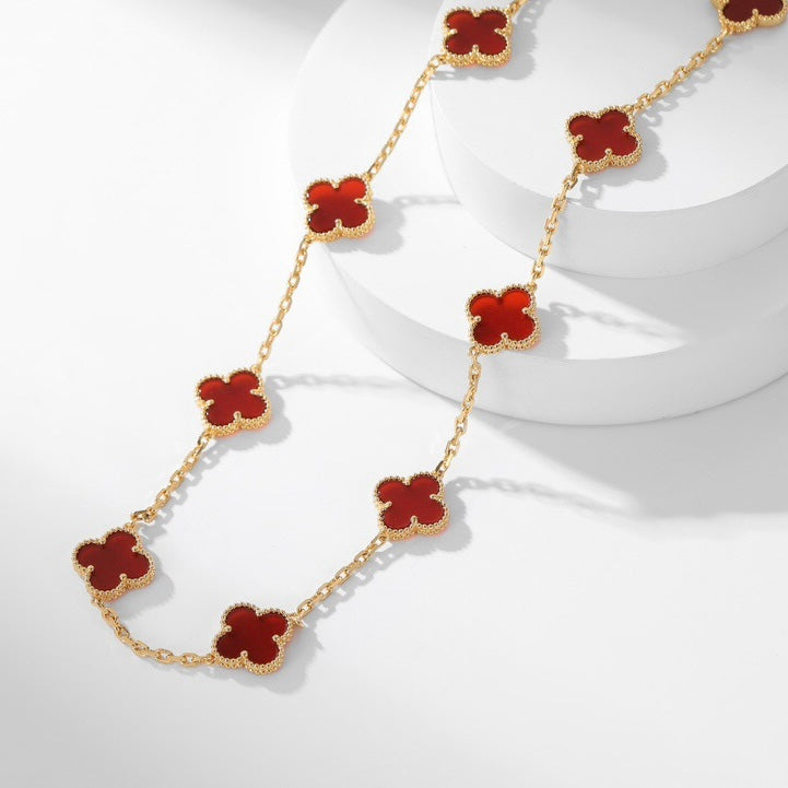 [OAK JURI]CLOVER 10 MOTIFS CARNELIAN NECKLACE