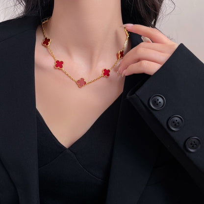 [OAK JURI]CLOVER 10 MOTIFS CARNELIAN NECKLACE