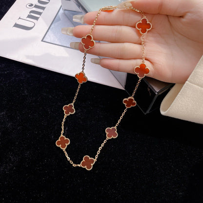 [OAK JURI]CLOVER 10 MOTIFS CARNELIAN NECKLACE