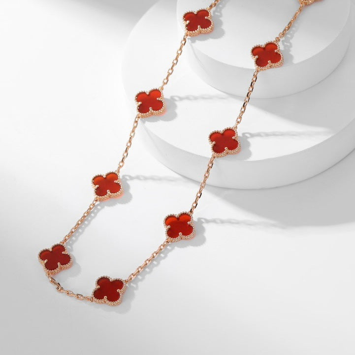 [OAK JURI]CLOVER 10 MOTIFS CARNELIAN NECKLACE