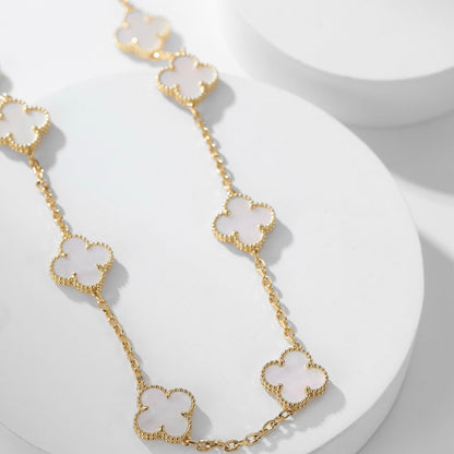 [OAK JURI]CLOVER 10 MOTIFS WHITE MOTHER OF PEARL NECKLACE