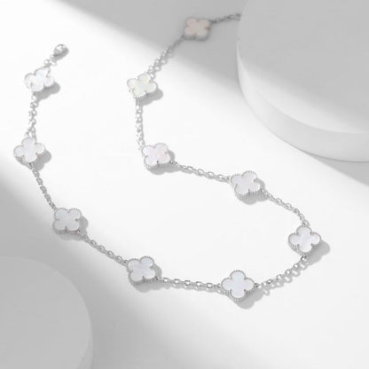[OAK JURI]CLOVER 10 MOTIFS WHITE MOTHER OF PEARL NECKLACE