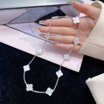 [OAK JURI]CLOVER 10 MOTIFS WHITE MOTHER OF PEARL NECKLACE