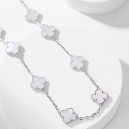 [OAK JURI]CLOVER 10 MOTIFS WHITE MOTHER OF PEARL NECKLACE