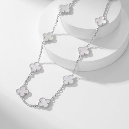 [OAK JURI]CLOVER 10 MOTIFS WHITE MOTHER OF PEARL NECKLACE