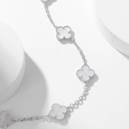 [OAK JURI]CLOVER 10 MOTIFS WHITE MOTHER OF PEARL NECKLACE