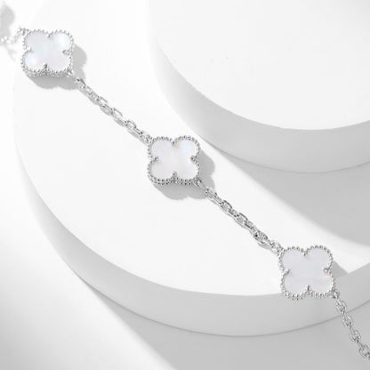 [OAK JURI]CLOVER 10 MOTIFS WHITE MOTHER OF PEARL NECKLACE