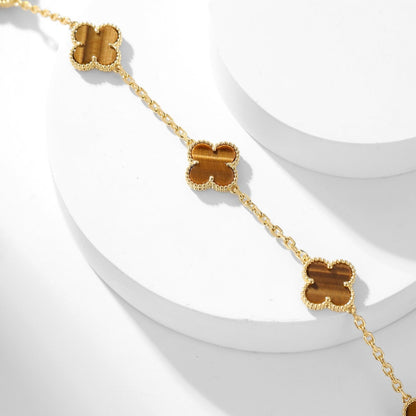 [OAK JURI]CLOVER 10 MOTIFS TIGER EYE NECKLACE