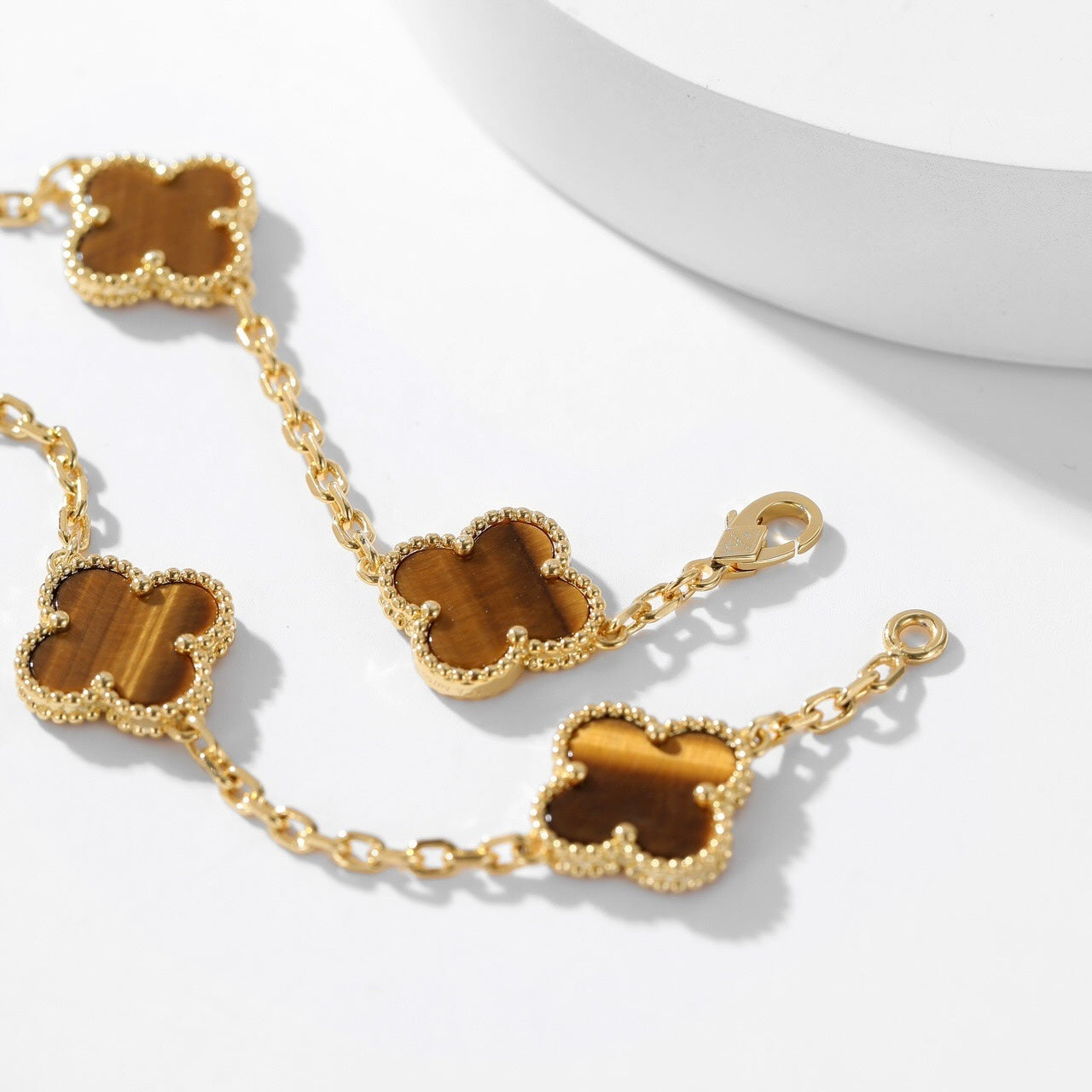 [OAK JURI]CLOVER 10 MOTIFS TIGER EYE NECKLACE