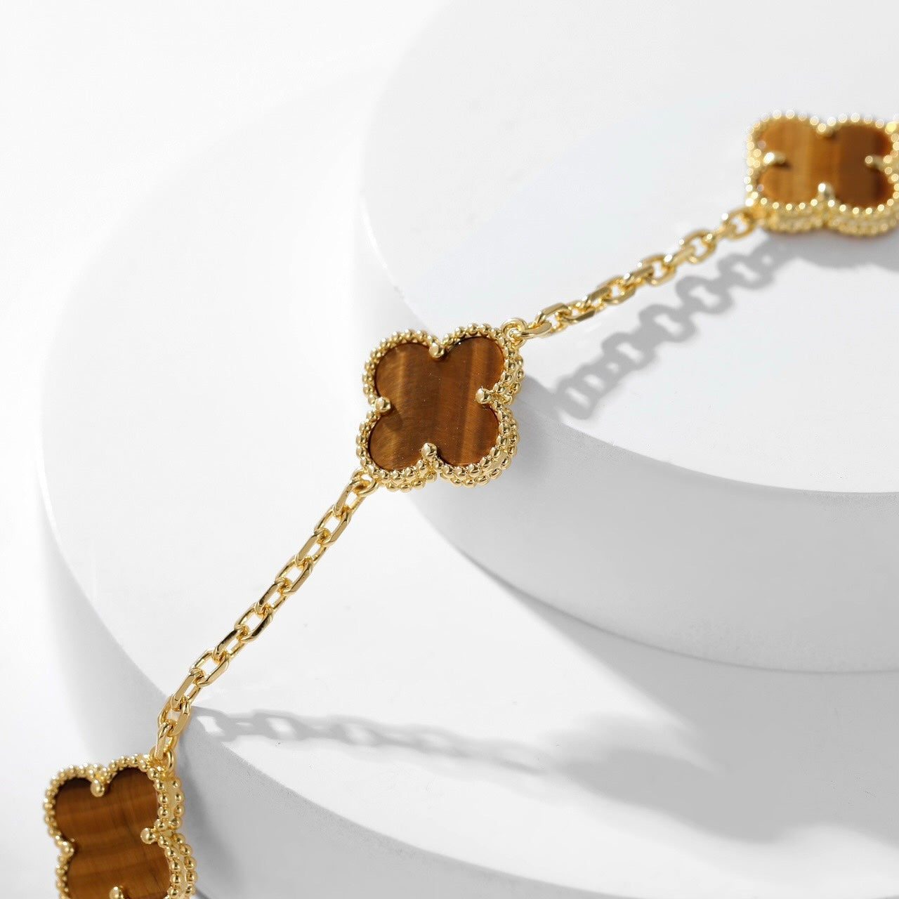 [OAK JURI]CLOVER 10 MOTIFS TIGER EYE NECKLACE