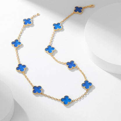 [OAK JURI]CLOVER 10 MOTIFS BLUE AGATE NECKLACE