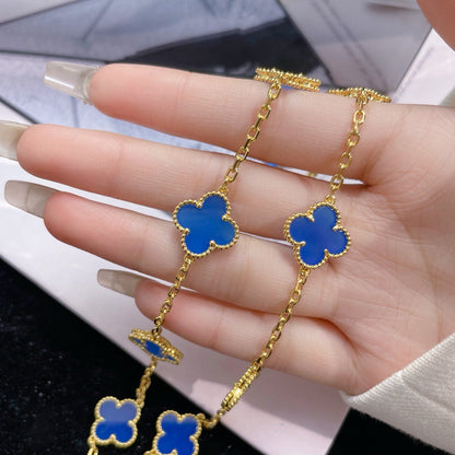 [OAK JURI]CLOVER 10 MOTIFS BLUE AGATE NECKLACE
