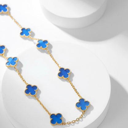 [OAK JURI]CLOVER 10 MOTIFS BLUE AGATE NECKLACE