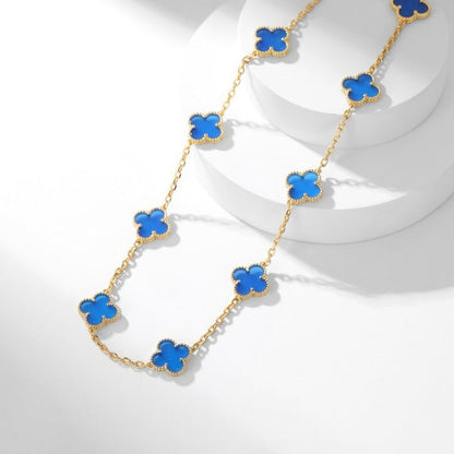 [OAK JURI]CLOVER 10 MOTIFS BLUE AGATE NECKLACE