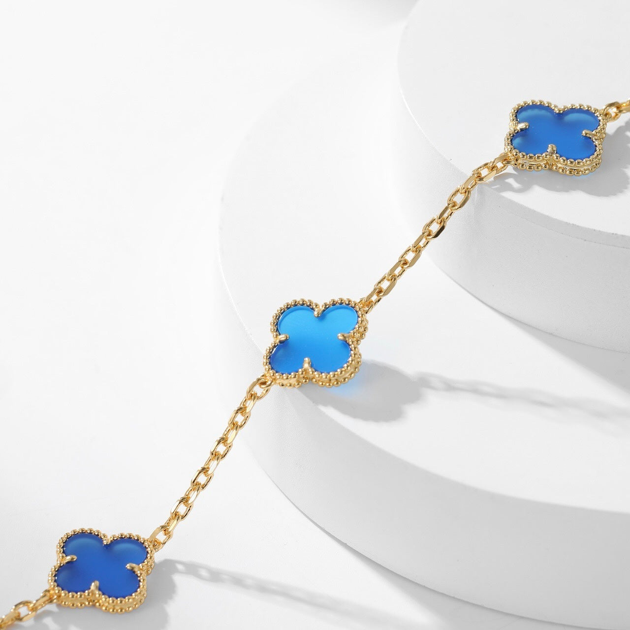 [OAK JURI]CLOVER 10 MOTIFS BLUE AGATE NECKLACE