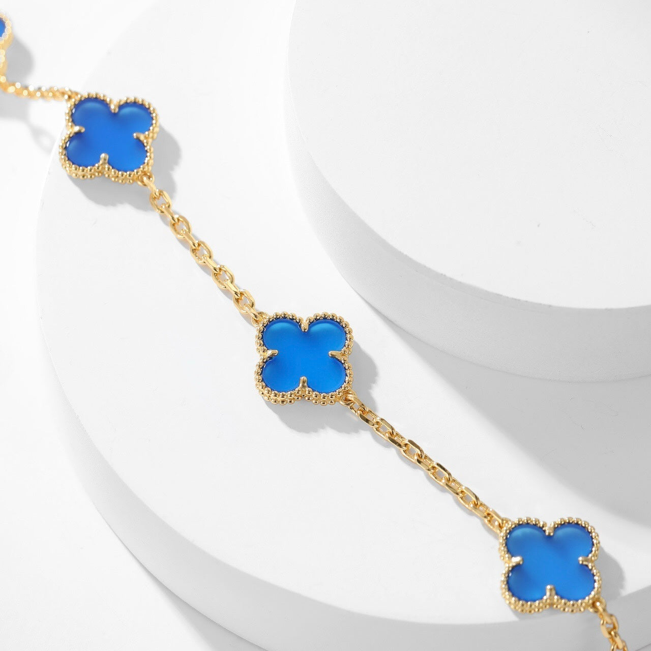 [OAK JURI]CLOVER 10 MOTIFS BLUE AGATE NECKLACE