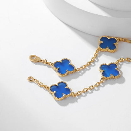 [OAK JURI]CLOVER 10 MOTIFS BLUE AGATE NECKLACE
