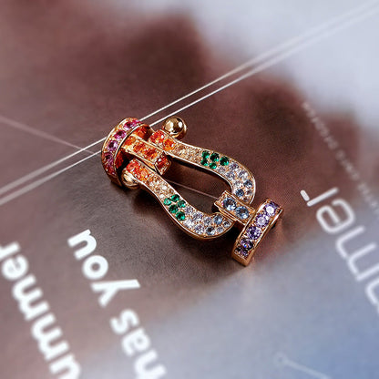 [OAK JURI]FORC LARGE HORSESHOE  COLORED DIAMOND BRACELET SILVER