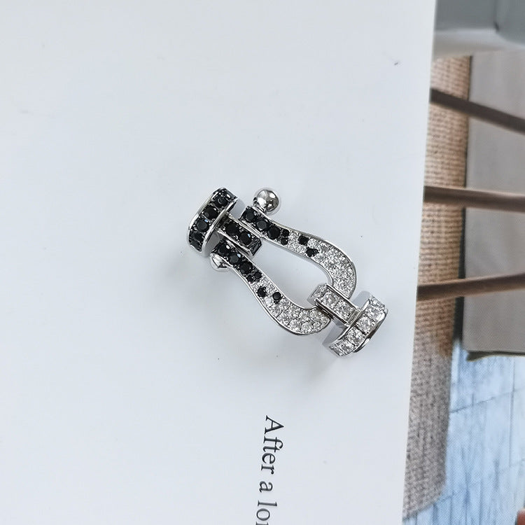 [OAK JURI]FORCE LARGE HORSESHOE BLACK WHITE DIAMOND BRACELET ROSE GOLD