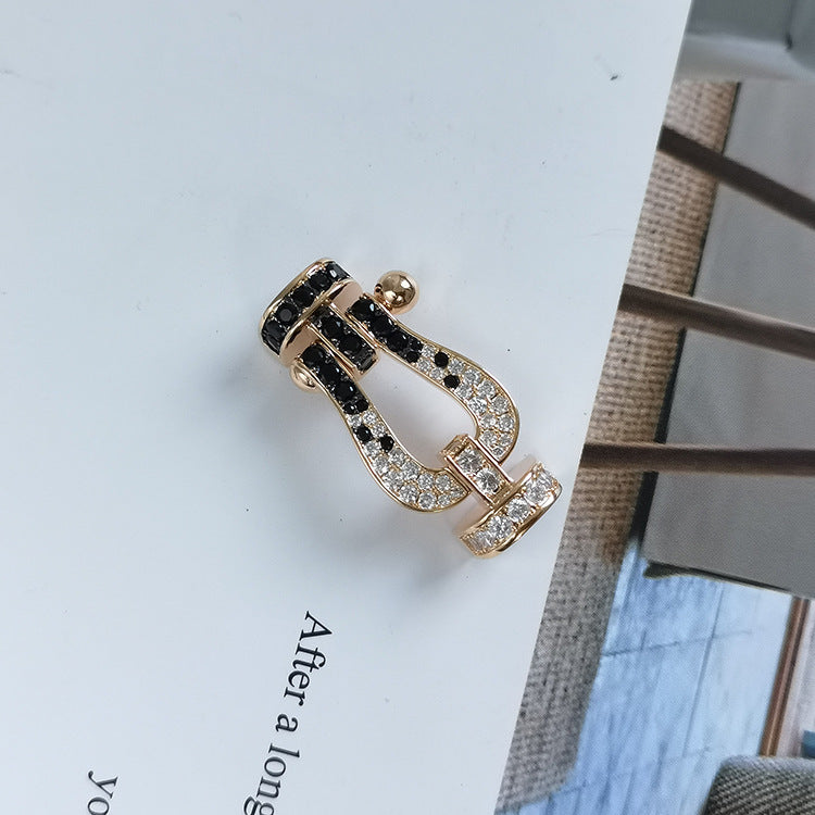 [OAK JURI]FORCE LARGE HORSESHOE BLACK WHITE DIAMOND BRACELET ROSE GOLD