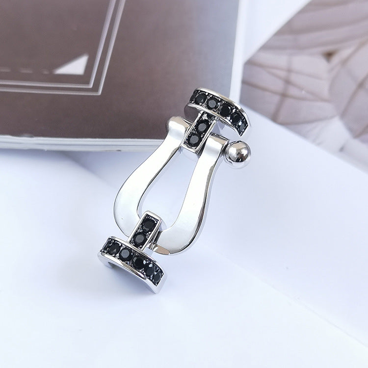[OAK JURI]FORCE LARGE HORSESHOE BLACK DIAMOND BRACELET SILVER