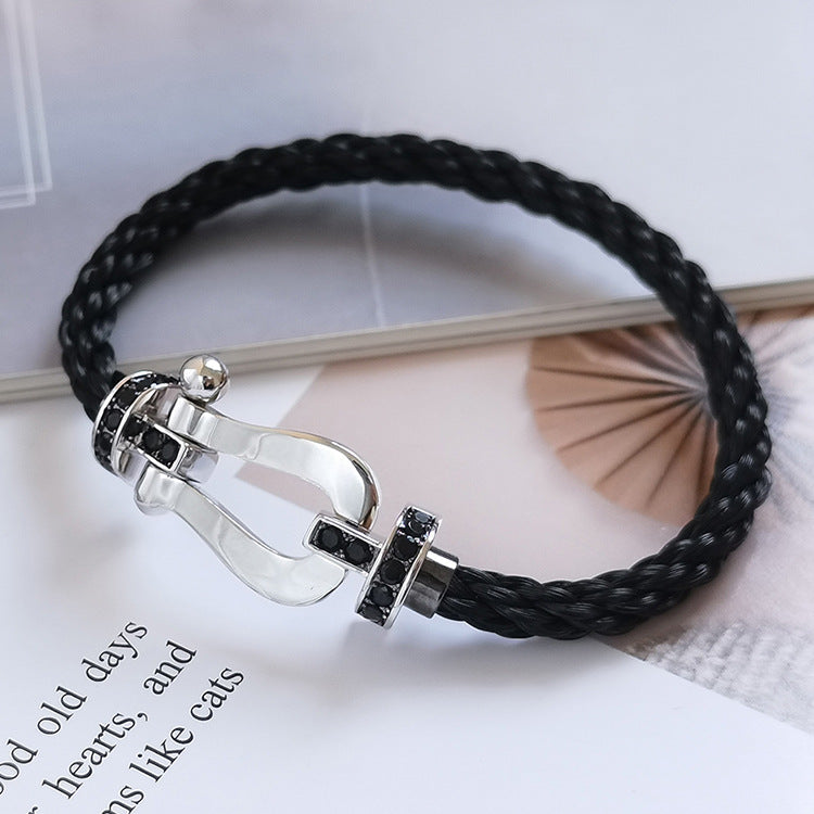 [OAK JURI]FORCE LARGE HORSESHOE BLACK DIAMOND BRACELET SILVER