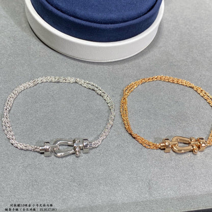 [OAK JURI]FORCE SMALL HORSESHOE  DIAMOND CHAIN ROPE BRACELET