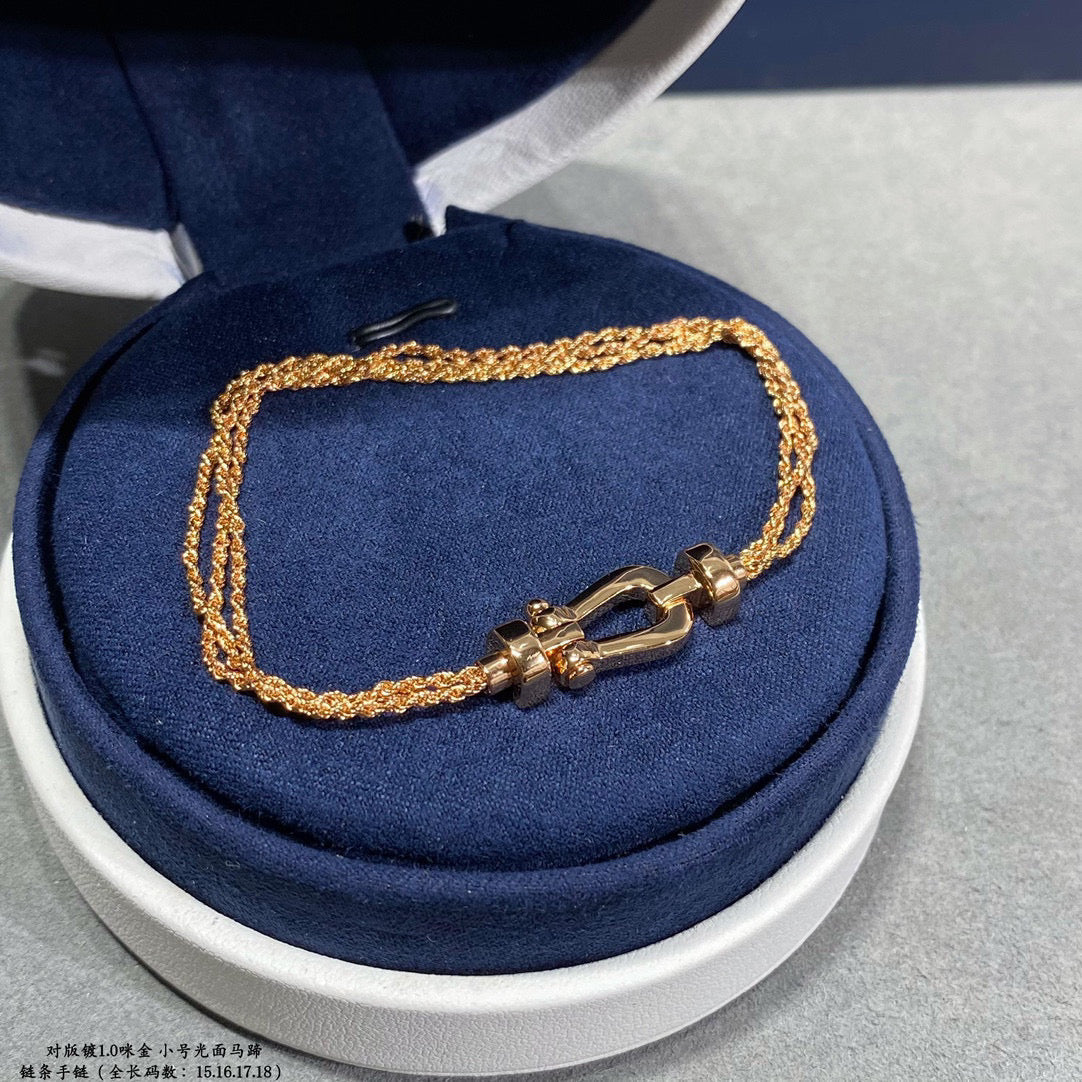 [OAK JURI]FORCE SMALL HORSESHOE  DIAMOND CHAIN ROPE BRACELET