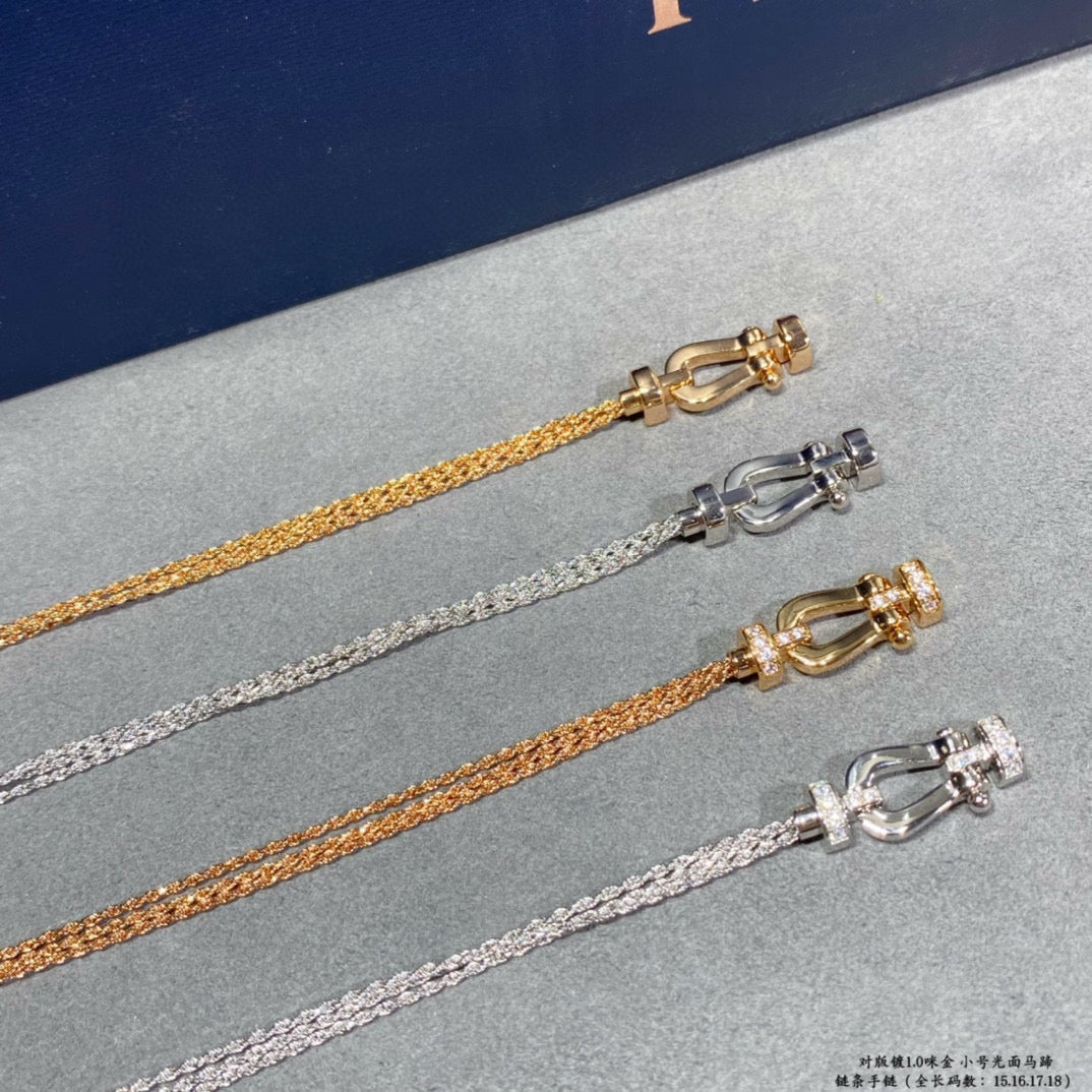 [OAK JURI]FORCE SMALL HORSESHOE  DIAMOND CHAIN ROPE BRACELET