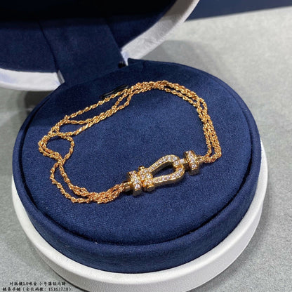 [OAK JURI]FORCE SMALL HORSESHOE  DIAMOND CHAIN ROPE BRACELET