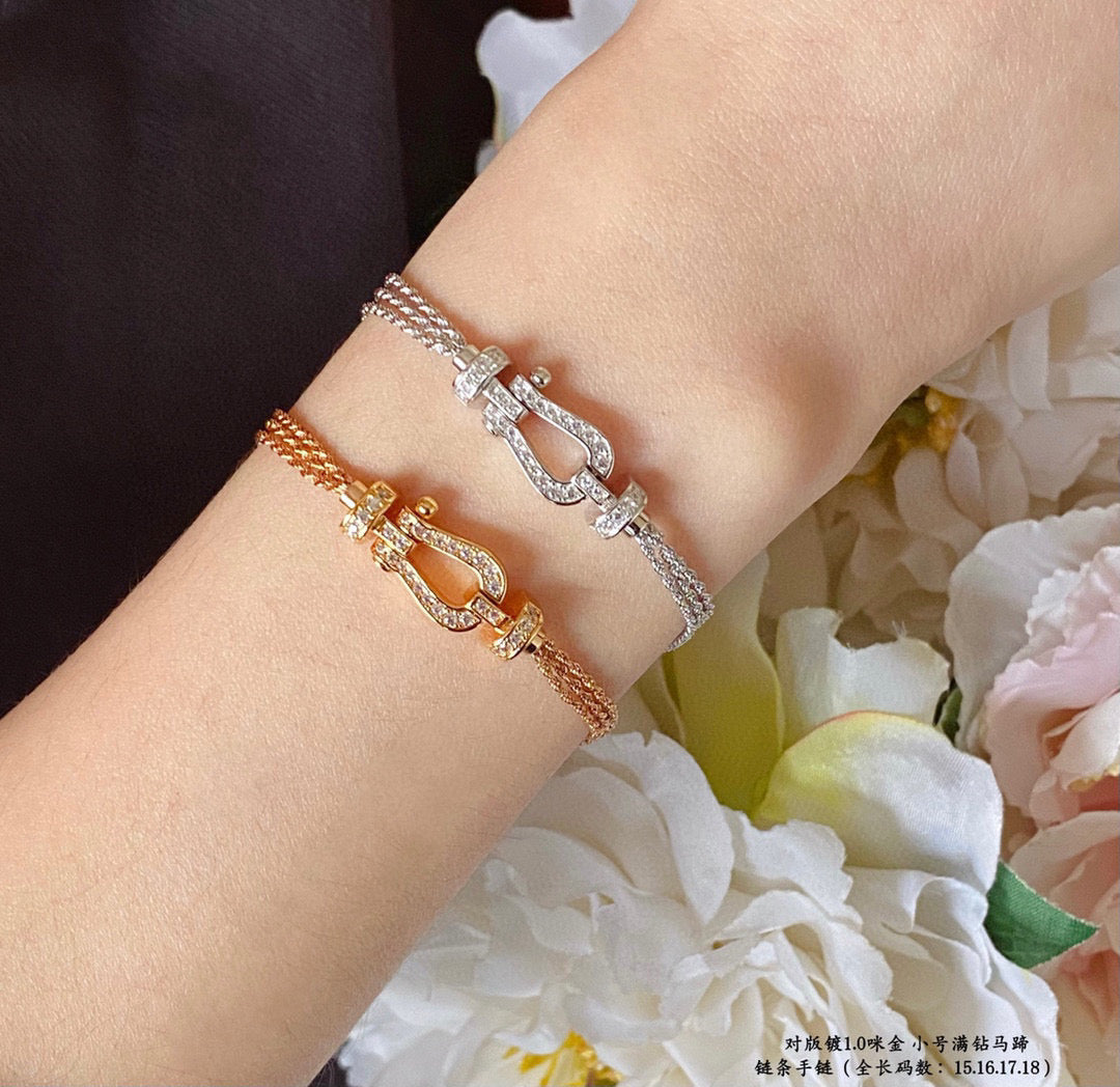 [OAK JURI]FORCE SMALL HORSESHOE  DIAMOND CHAIN ROPE BRACELET