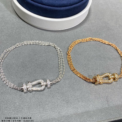 [OAK JURI]FORCE SMALL HORSESHOE  DIAMOND CHAIN ROPE BRACELET