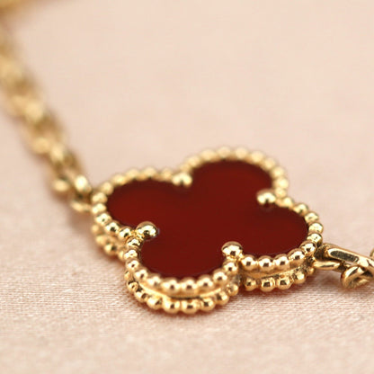 [OAK JURI]CLOVER 5 MOTIFS RED AGATE  BRACELET
