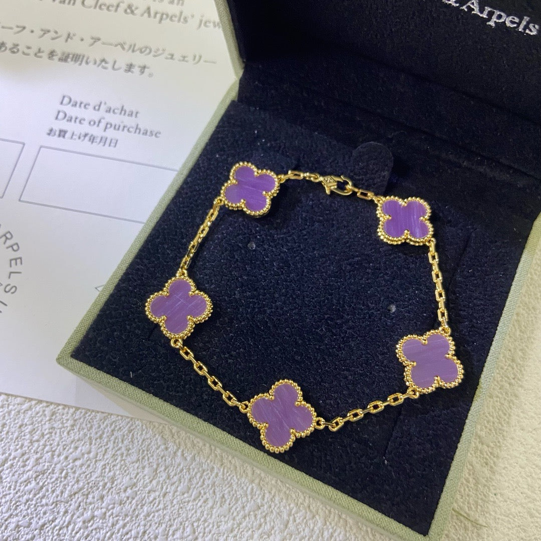 [OAK JURI]CLOVER  5 MOTIFS  PURPLE VIOLET BRACELET