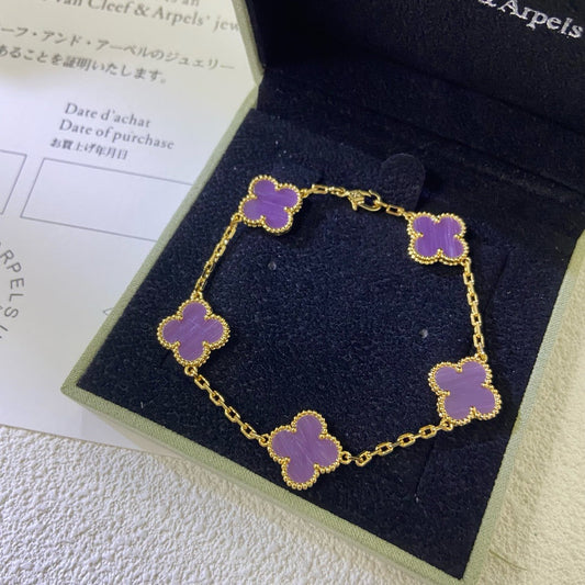 [OAK JURI]CLOVER  5 MOTIFS  PURPLE VIOLET BRACELET