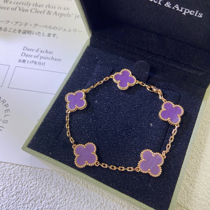 [OAK JURI]CLOVER  5 MOTIFS  PURPLE VIOLET BRACELET