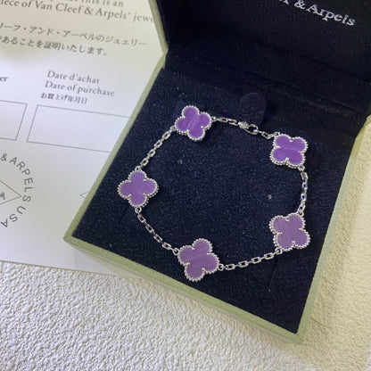 [OAK JURI]CLOVER  5 MOTIFS  PURPLE VIOLET BRACELET