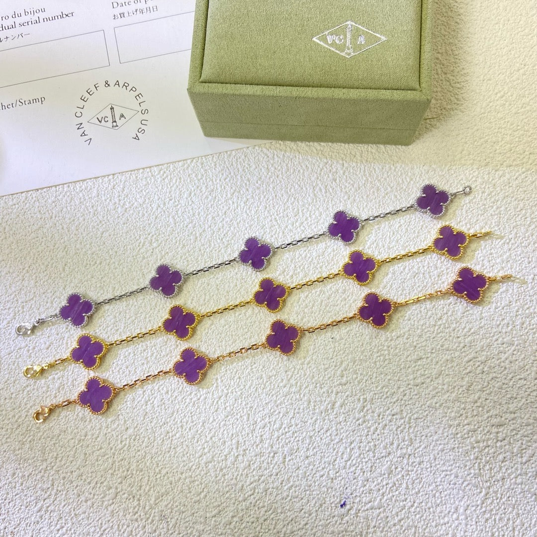 [OAK JURI]CLOVER  5 MOTIFS  PURPLE VIOLET BRACELET