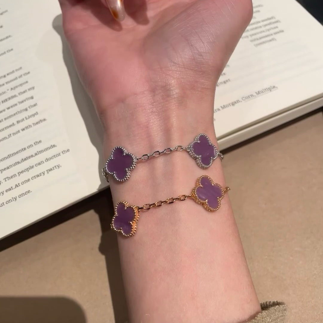 [OAK JURI]CLOVER  5 MOTIFS  PURPLE VIOLET BRACELET
