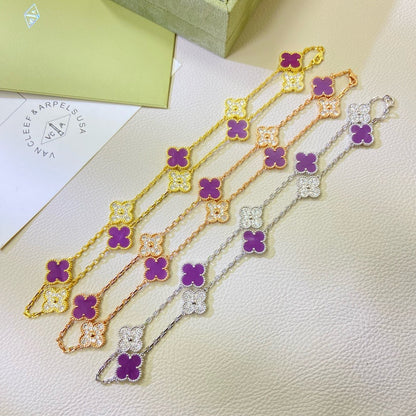[OAK JURI]CLOVER 10 MOTIFS  PURPLE VIOLET DIAMOND NECKLACE