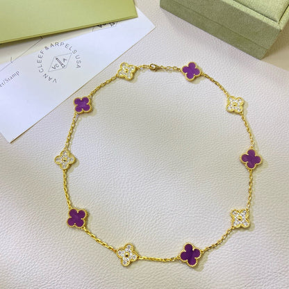 [OAK JURI]CLOVER 10 MOTIFS  PURPLE VIOLET DIAMOND NECKLACE