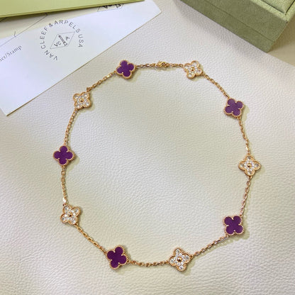 [OAK JURI]CLOVER 10 MOTIFS  PURPLE VIOLET DIAMOND NECKLACE