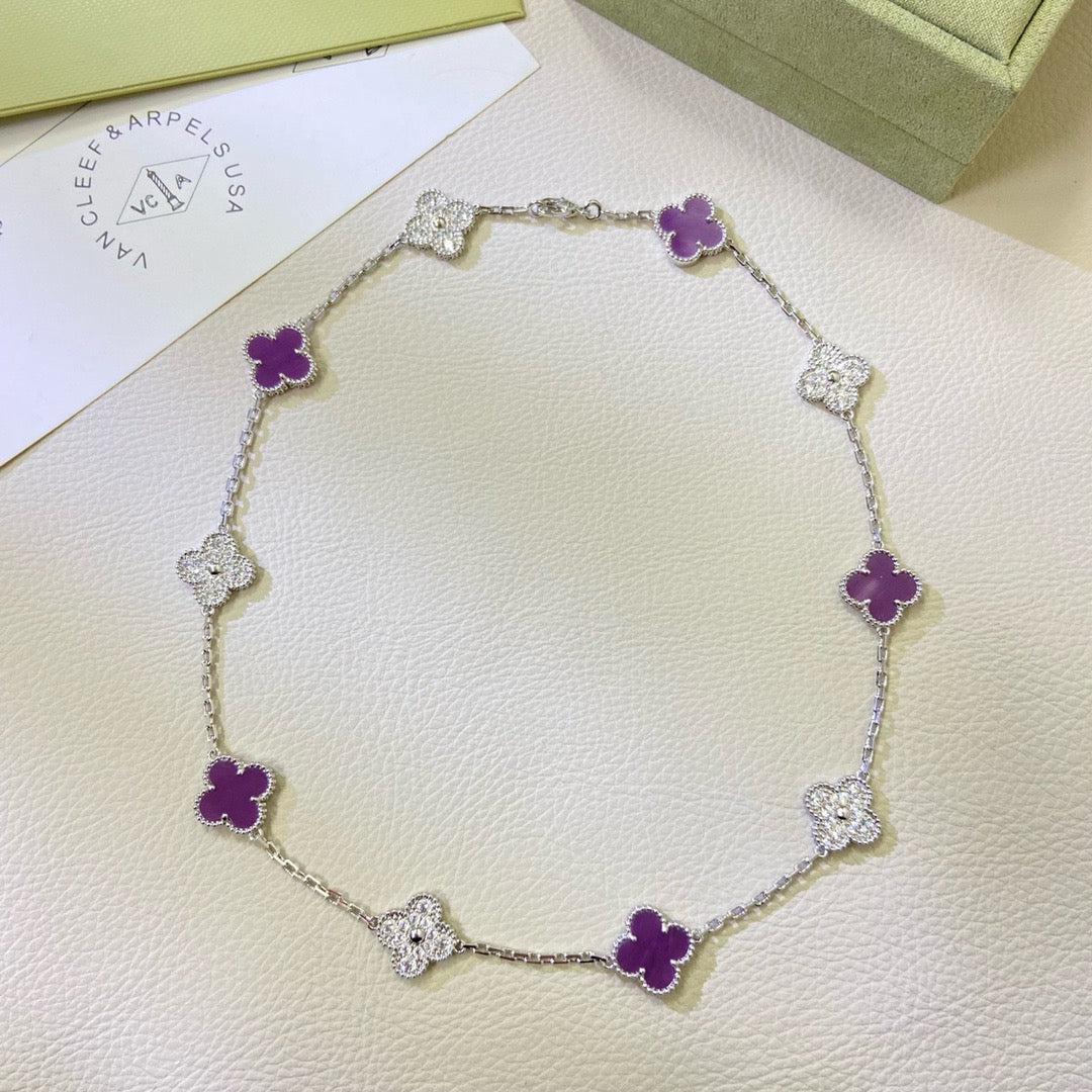 [OAK JURI]CLOVER 10 MOTIFS  PURPLE VIOLET DIAMOND NECKLACE