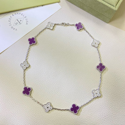 [OAK JURI]CLOVER 10 MOTIFS  PURPLE VIOLET DIAMOND NECKLACE