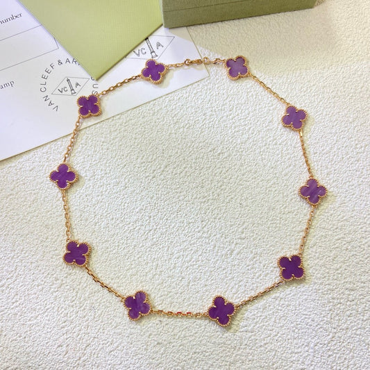 [OAK JURI]CLOVER 10 MOTIFS  PURPLE VIOLET  NECKLACE